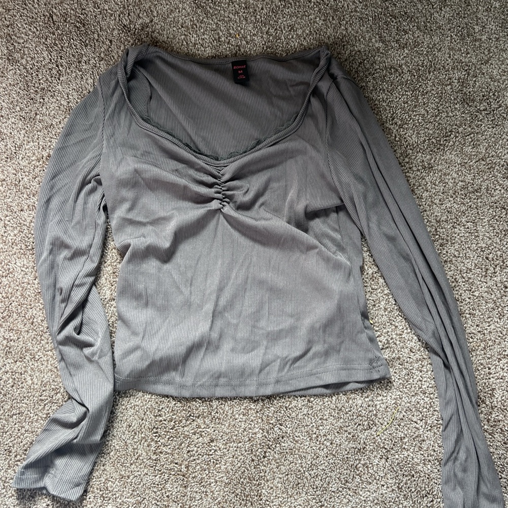 ROMWE Charcoal Long Sleeve Women's Top